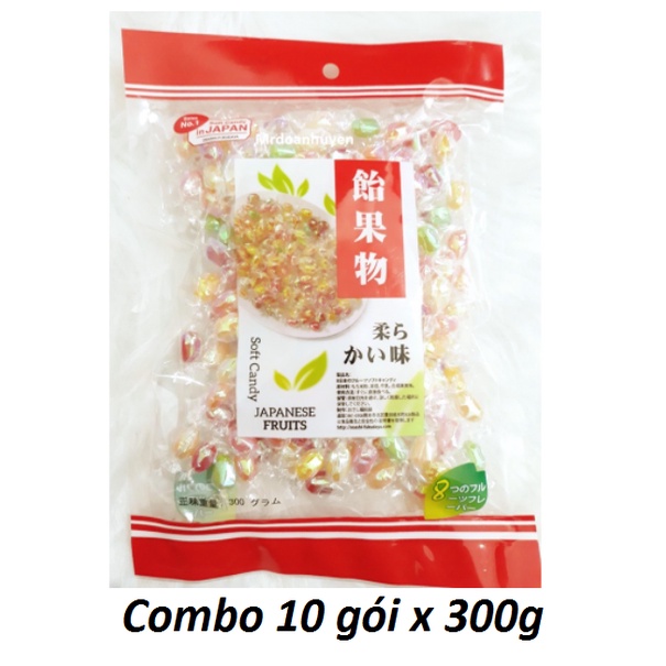 Combo 10 gói x 300g KẸO MỀM NHÂN TRÁI CÂY 8 VỊ NHẬT BẢN (hàng chính hãng)