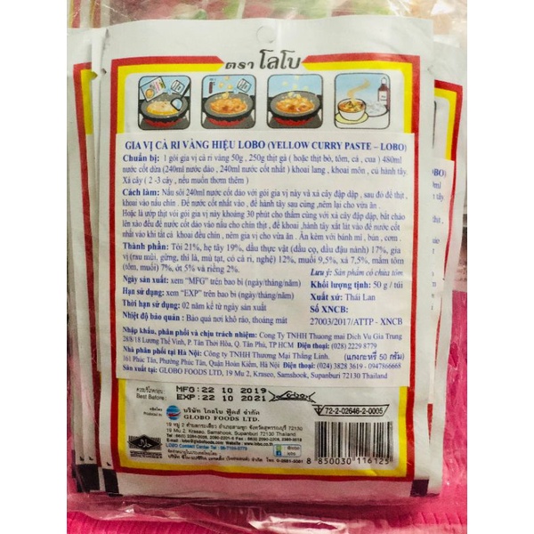 [Lobo Thái] Gia vị cà ri vàng gói 50gr / Yellow Curry Paste