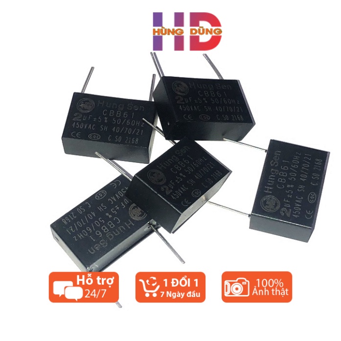 Tụ Quạt 2uF 450VAC Hung Sen chân cắm chân kim Tụ Khởi Động Quạt Điện CBB61 450VAC thiết bị điện gia dụng