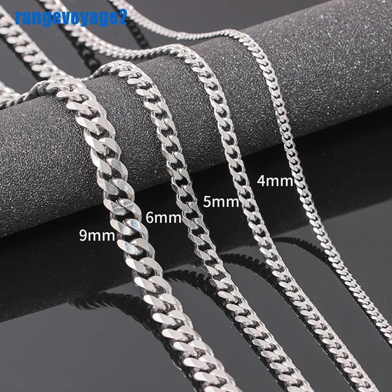 Vòng cổ Sợi Xích Bằng Thép Không Gỉ Kích Thước 4-6mm Phong Cách Hip Hop Thời Trang Cho Nam