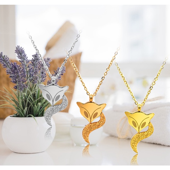 Dây chuyền nữ titan mặt hồ ly phun cát mạ vàng 18K Fox Necklace không gỉ
