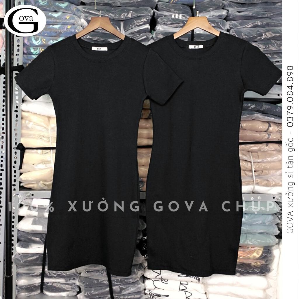 Đầm Váy Body CỔ TRÒN Basic Thun Gân Kiểu Sexy Nữ, Đầm Thun Ôm Body Đẹp Gợi Cảm GOVA