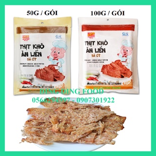 [ Combo 5 Gói ] Thịt Heo Khô Sả Ớt Tân Huê Viên 50g / 100g - DING DING FOOD