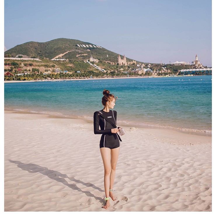 Bikini Đùi Quảng Châu Dài Tay, Đồ Bơi Nữ Phong Cách Hàn Quốc che bụng chống nắng Ảnh thật có size BKN02 | BigBuy360 - bigbuy360.vn