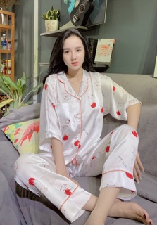 Đồ bộ Satin Cánh dơi Quần Dài ( có ảnh thật)