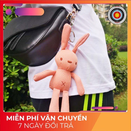 Móc khoá gấu bông Thỏ Yêu Xám Hàn quốc độc đáo dễ thương - Móc khóa gấu treo Balo, Túi Xách chân dài 23cm