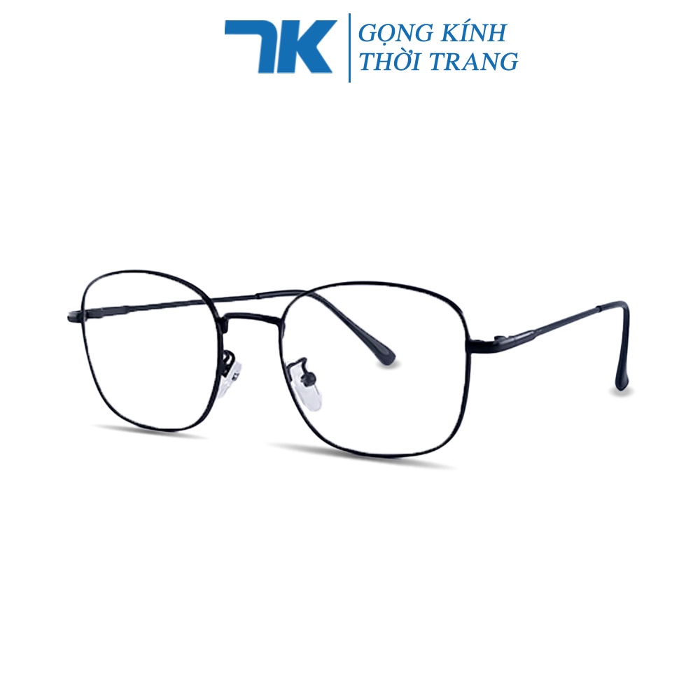 Gọng kính cận nam nữ kim loại mắt chữ nhật 7K1937 màu đen, vàng viền đen. Tròng giả cận chống ánh sáng xanh và tia UV