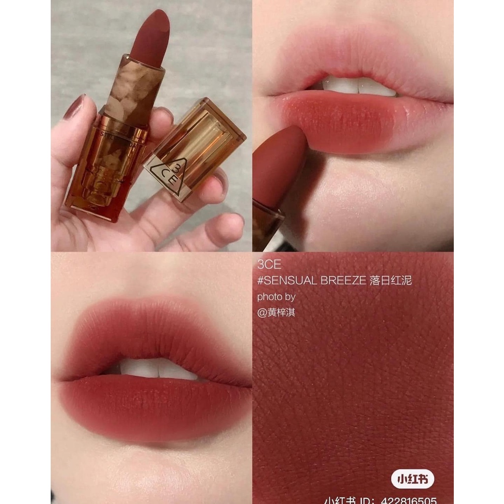 SON THỎI 3CE DEEP UNDER Soft Matte Lipstick  Son 3ce Clear Layer Edition Vỏ Vân Đá Check Hidden Tag Chuẩn