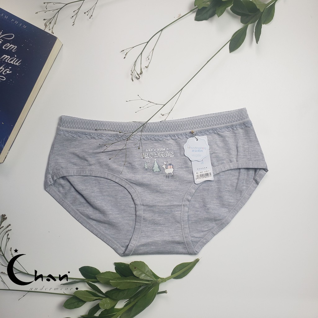 Quần lót nữ Snow Man cotton cạp ren chất vải mềm thấm hút mồ hôi cực tốt-Chan Underwear