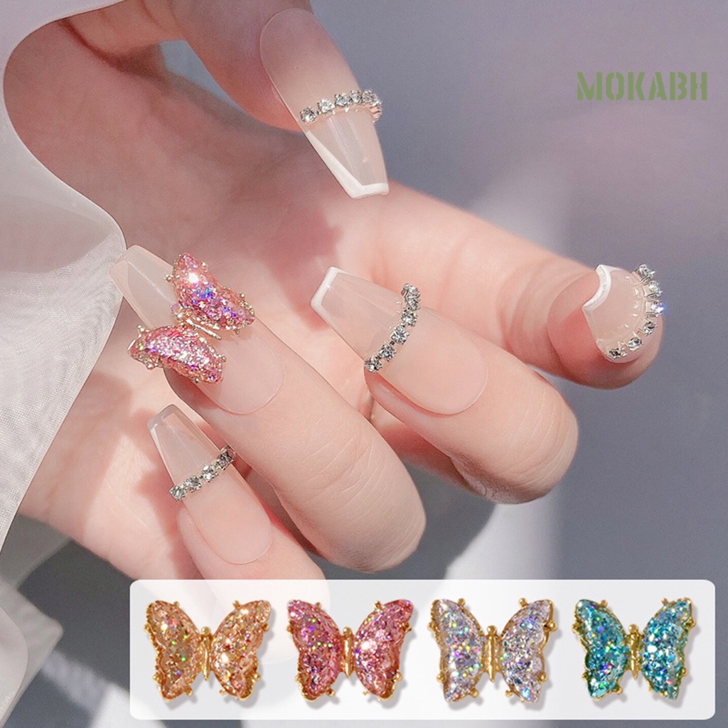 Phụ Kiện Trang Trí Móng Tay Hình Bướm 3D Bằng Hợp Kim Sang Trọng Siêu Chắc Dành Cho Nữ