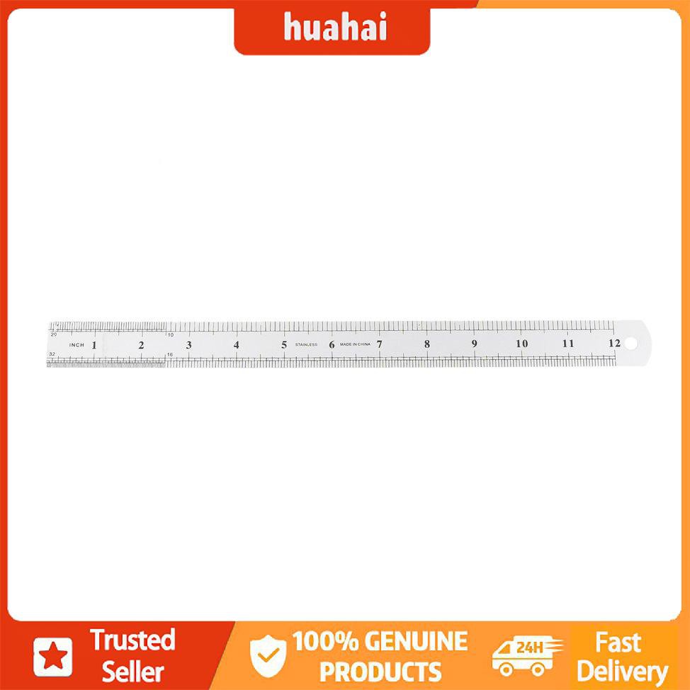 Thước kim loại bằng thép không gỉ Thước thẳng 30CM Văn phòng phẩm trường học hai mặt