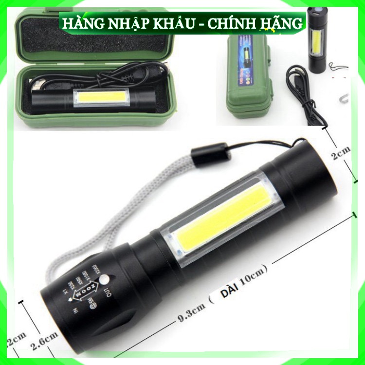 Bộ Đèn Pin Siêu Sáng Mini Pin Sạc Điện Usb Bóng Led Có Zoom Chống Nước Cầm Tay Chuyên Dụng .