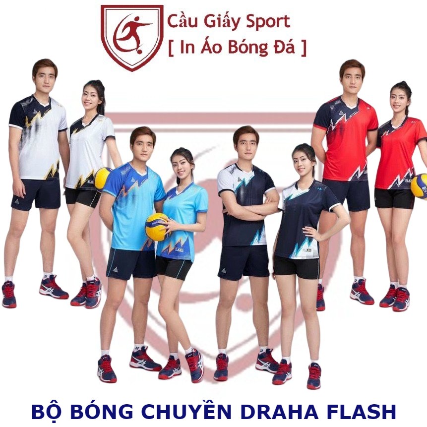 Bộ Quần Áo Bóng Chuyền Nam Nữ Ngắn Tay Draha Flash
