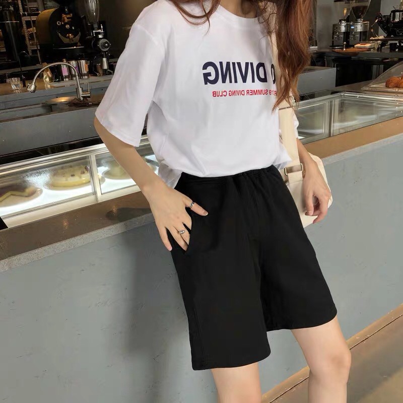 Quần short thun nam nữ, quần đùi lưng thun Unisex