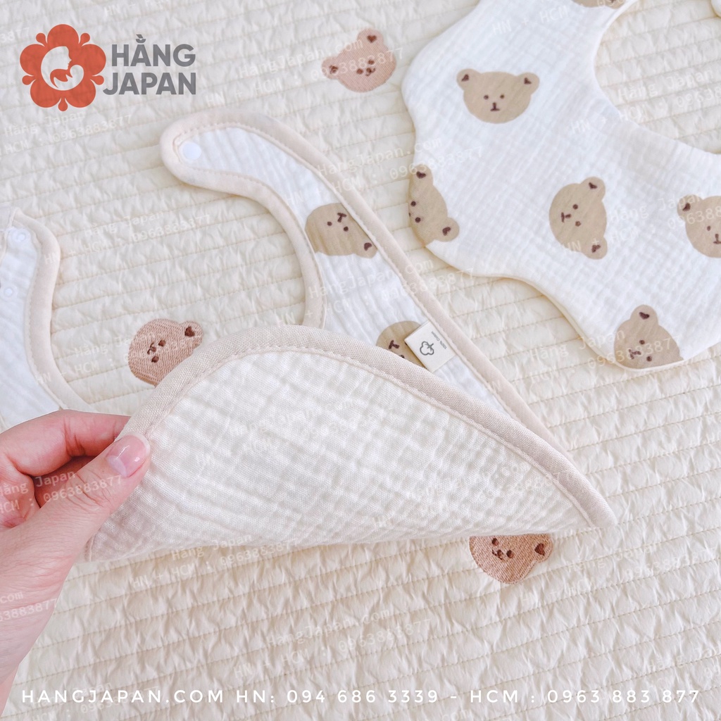 Set 2 chiếc yếm xô muslin vuông - tròn cao cấp xuất hàn cho bé