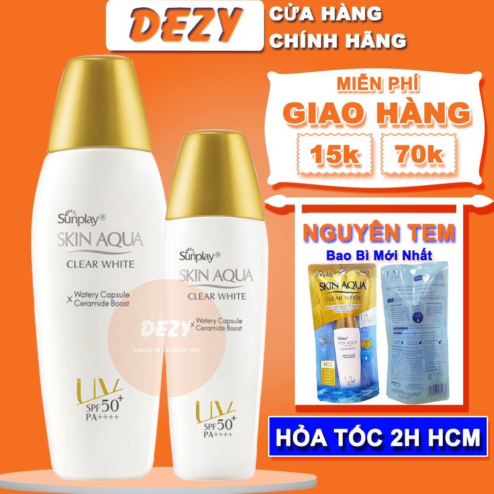 Kem Chống Nắng Skin Aqua Nắp Vàng CHO DA DẦU Clear White Trắng Da Nhạy Cảm - Kcn Sunplay Rohto Cấp Ẩm Chăm Sóc Da Dezy