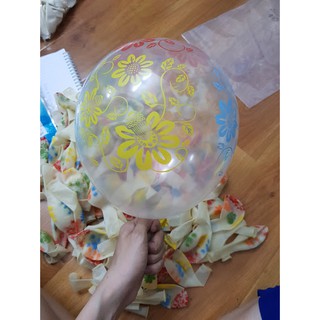 (XẢ KHO) BÓNG CAO SU TRONG IN HOA 35CM, BONG BÓNG TRANG TRÍ TIỆC