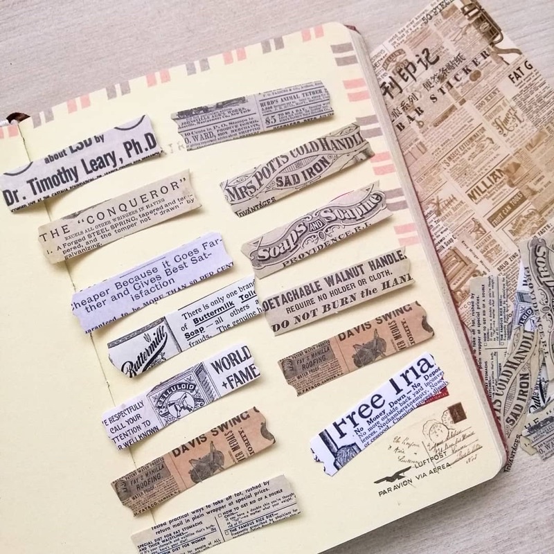 Set 25 sticker chủ đề tạp chí và văn bản cổ điển dùng trang trí bullet journal - ginandtonic