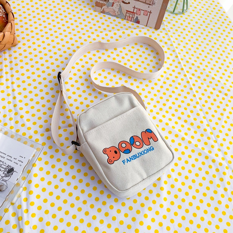 【Hàng giao ngay】mini túi canvas đeo chéo hoạt hình dễ thương