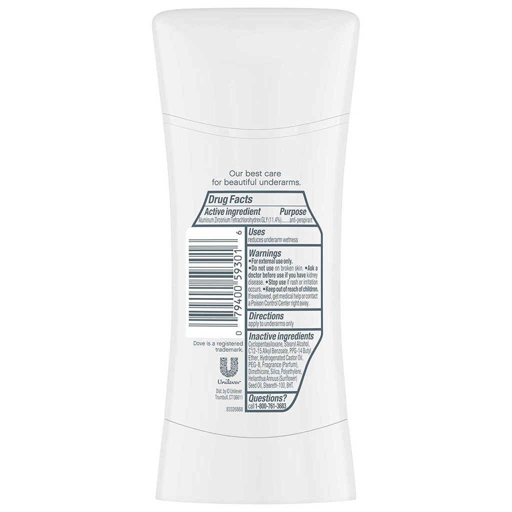 Lăn khử mùi nữ dạng sáp Dove Advanced Care Clear Finish Antiperspirant Deodorant 74g (Mỹ)