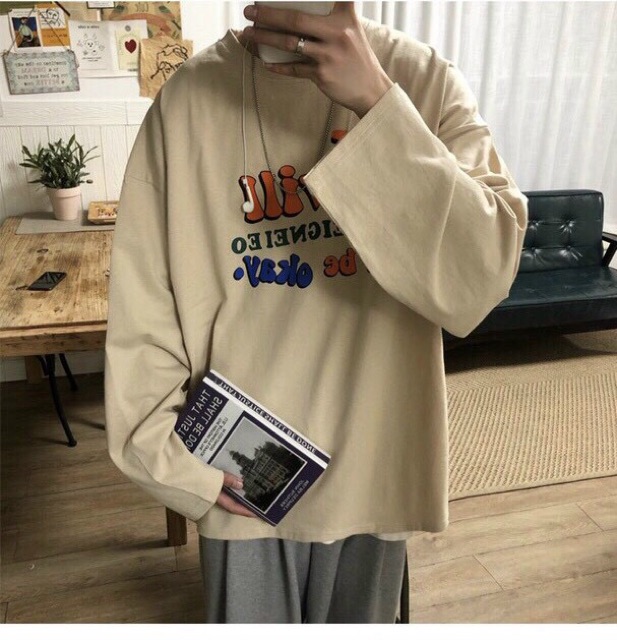 Áo tay dài form rộng FREESHIP Áo Unisex Form Rộng Freesize Phong Cách Ulzzang Cực Xịn [ Áo chữ ]