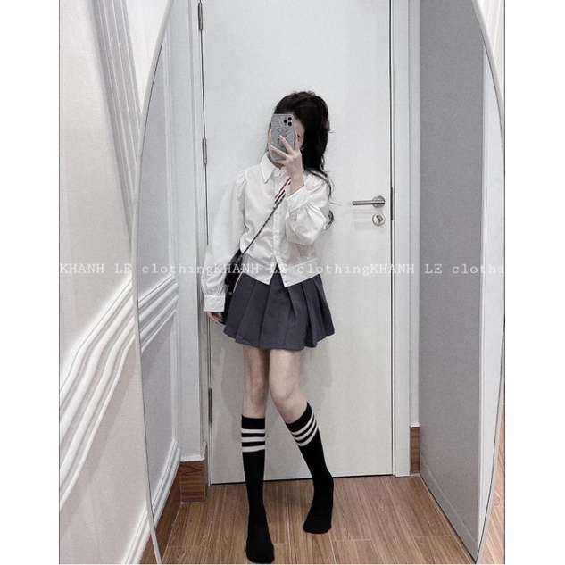 Chân váy xếp ly mix áo sơ mix siêu đẹp _JZ5TA