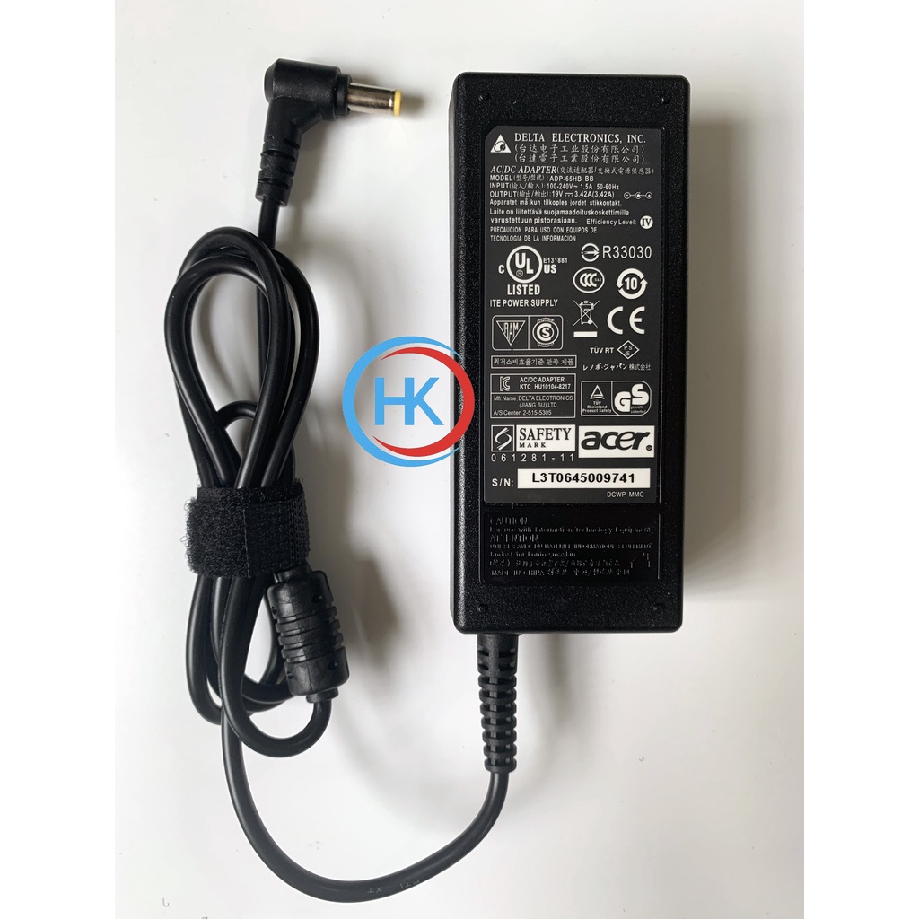 Sạc Laptop Acer 19V-3.42A 65W Acer 4710 4736 4810 4830 5830 X401 X402 X301 X501 4750 5810 sf531 V5-471 V5-473 V5-531