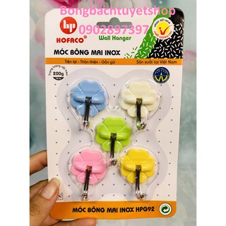 Móc bông mai inox HPG92 HOFACO - Set 5 móc dán treo tường hình hoa mai trang trí phòng dễ thương