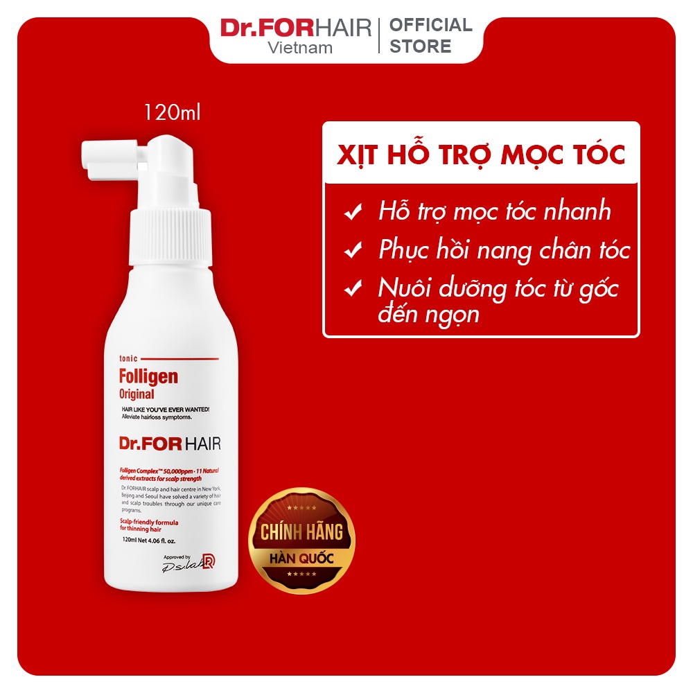 Bộ mini hỗ trợ MỌC TÓC, giúp giảm rụng tóc Dr.FORHAIR Folligen Plus x Tonic