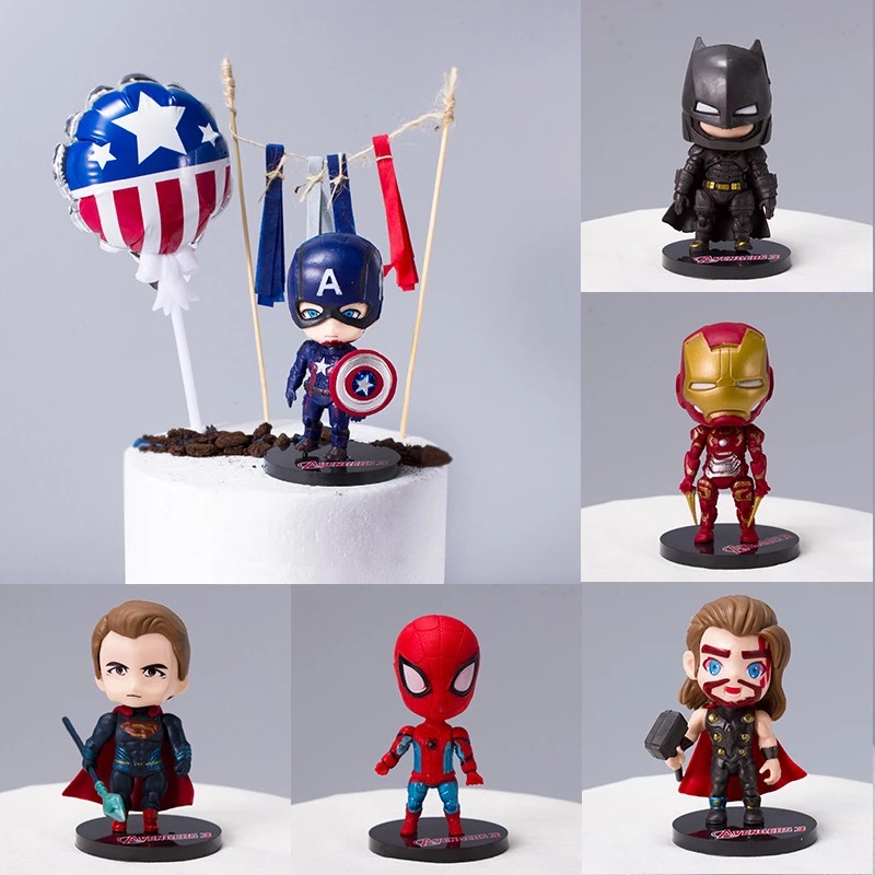 Mô Hình Nhân Vật Người Nhện/Người Sắt Trong Phim The Marvel Avengers Trang Trí Bánh Kem