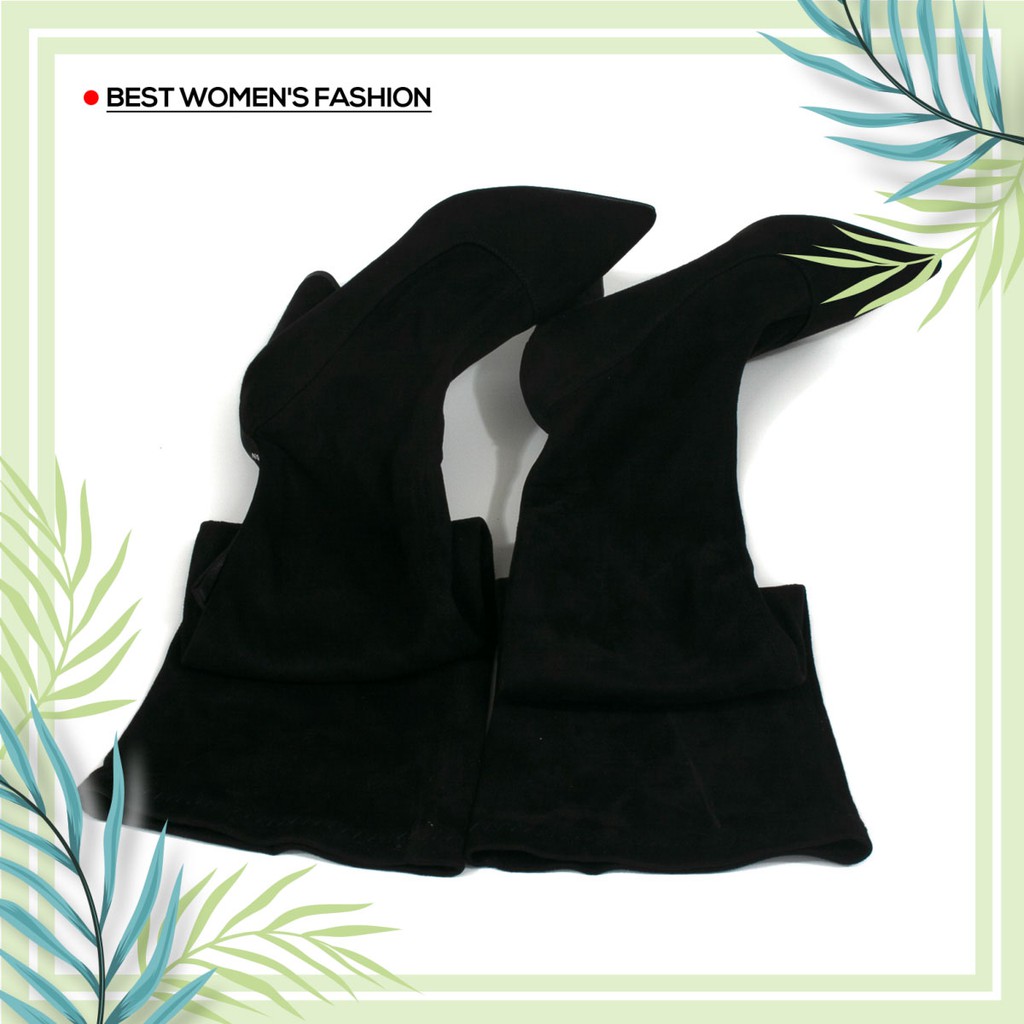 [Hot Shoes] Boots 7cm Da lộn, boots đùi, cổ chun Mã BO100312 (1)