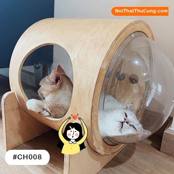 Nhà phi hành gia hai mặt cầu cho mèo PetZou CH008 - Cat Spaceship - Nội Thất Thú Cưng