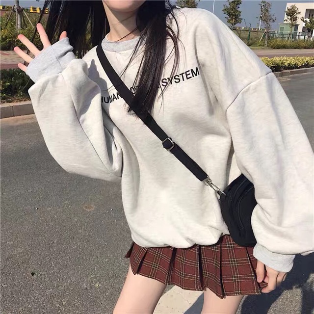 (có sẵn xanh nhat XL) ORDER ÁO SWEATER NỈ BÔNG FORM RỘNG ULZZANG( có ảnh thật)