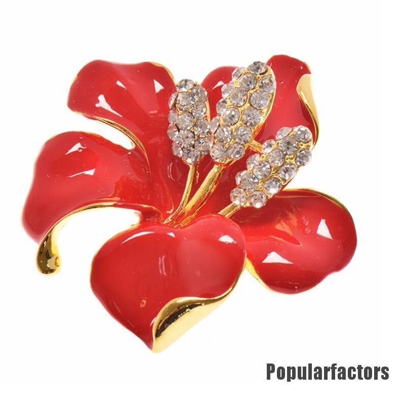 Ghim cài áo trang trí hình hoa loa kèn đính kim cương giả thời trang cho nữ