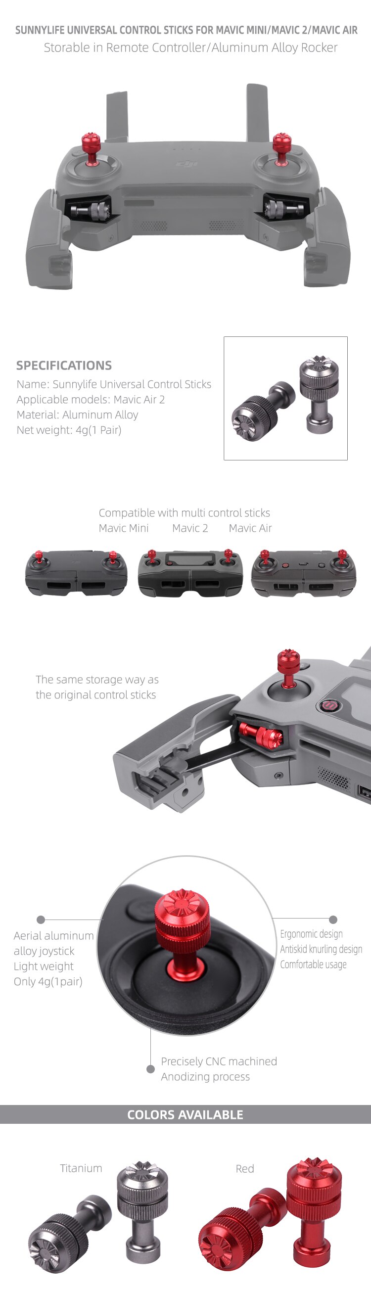 SUNNYLIFE Set 2 Cần Điều Khiển Cho Dji Mavic3/ Air 2 / Mavic Mini / Pro | BigBuy360 - bigbuy360.vn
