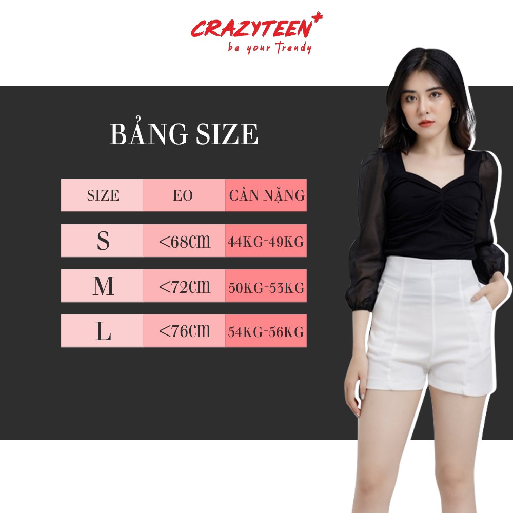 Quần jean nữ CRAZYTEEN lưng siêu cao cơ bản ống bó K0059