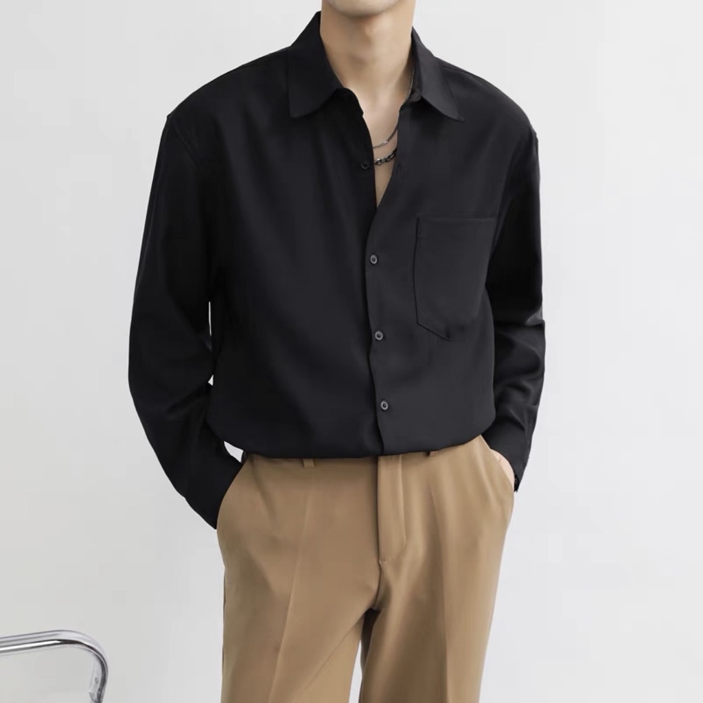 Sơ mi nam dài tay cổ bẻ JABASI chất liệu lụa tapta hàn,fom ôm dáng slim body thiết kế trẻ trung