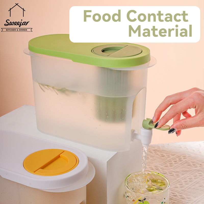 Bình đựng nước nóng lạnh Sweejar 3.9l có vòi rót chịu nhiệt cao tiện dụng cho tủ lạnh/ nước trái cây