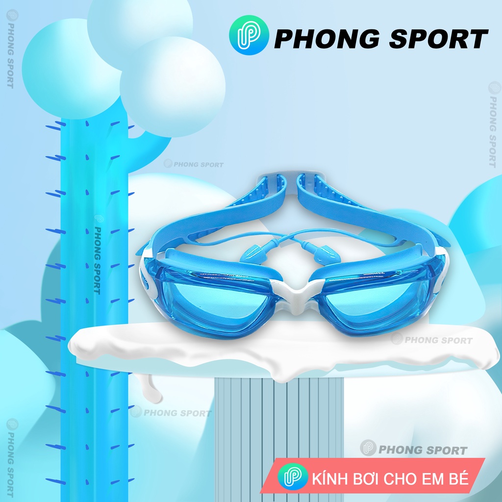Kính bơi trẻ em cao cấp chống tia UV bảo vệ mắt bé dây đeo silicon A835 - PHONG SPORT