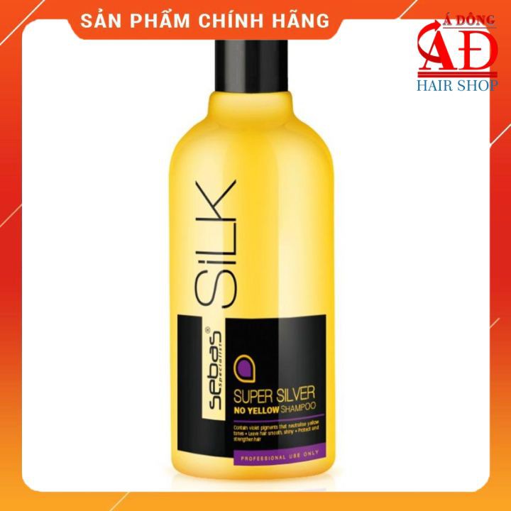 Dầu gội khử vàng Sebas Super Silver cho tóc nhuộm xám trắng bạch kim 300ml