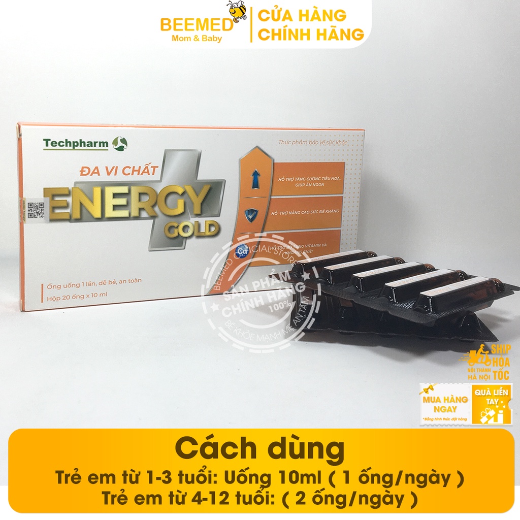 Energy Gold Đa vi chất - Hộp 20 ống - bổ sung vitamin, hỗ trợ tăng sức đề kháng cho bé - Mẫu mới