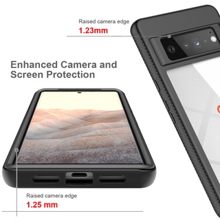 Google Pixel 5 6 7 Pro 6A 5A 4A 5G Casing 3 in 1 Luxury Shockproof Armor Case Front Back Double Protection Transparent Hard Soft silicone Phone Protective Back Cover