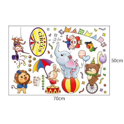 Decal trang trí tường - Các bạn thú nhỏ diễn xiếc