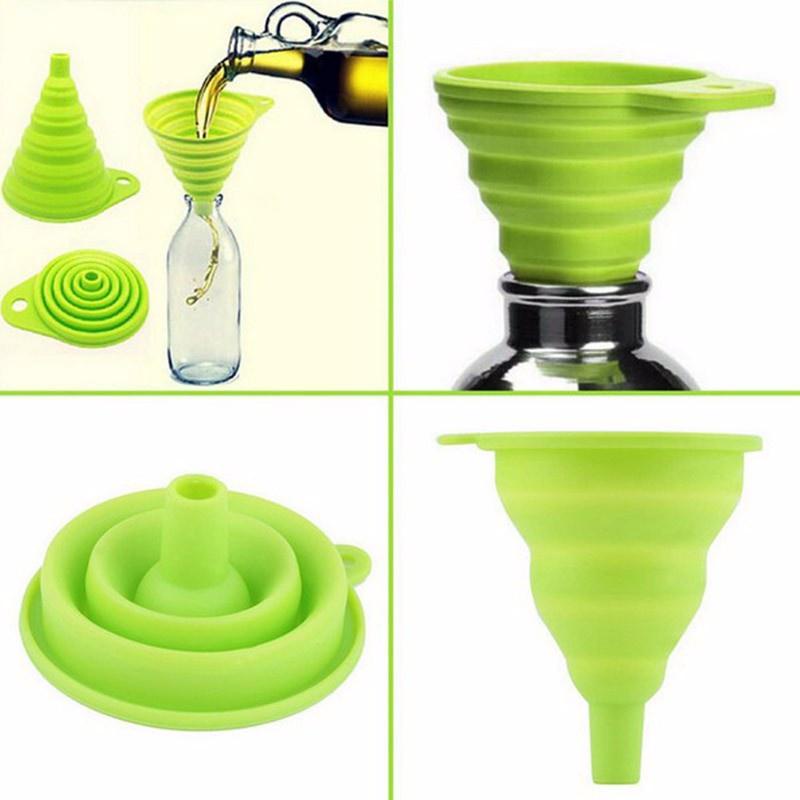 Phễu mini gấp gọn silicon đa năng, phễu silicon dẻo chịu nhiệt có lỗ treo móc tường (Giao Màu Ngẫu Nhiên)