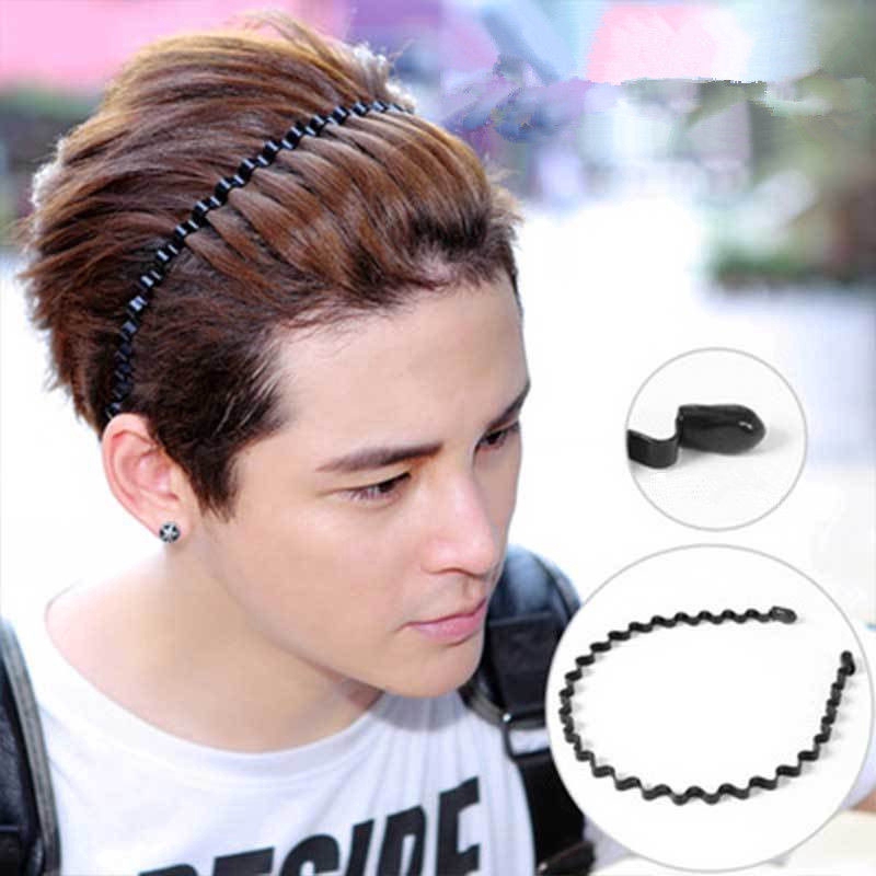 Băng đô màu đen kiểu gợn sóng sành điệu cho unisex