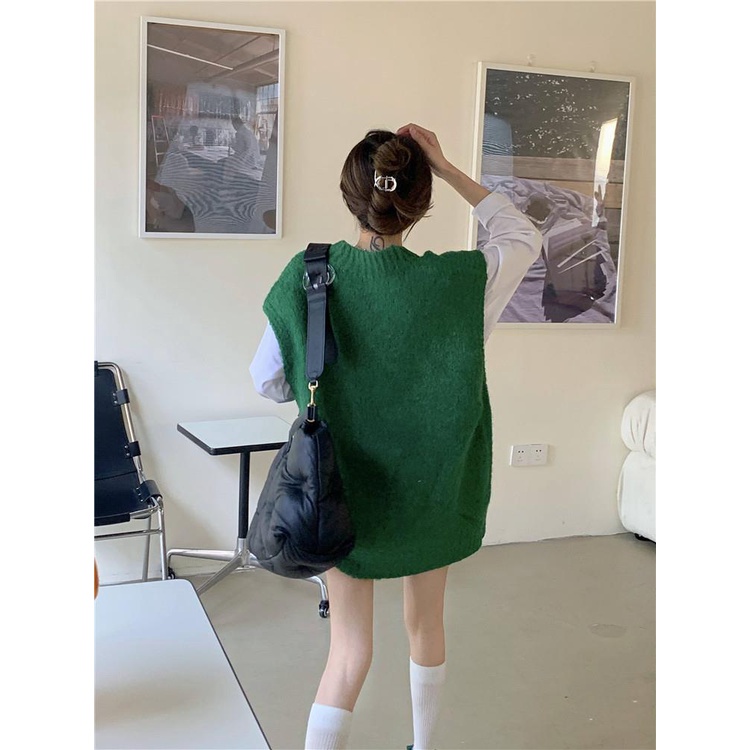 Bộ Áo Dệt Kim Ngắn Tay + Áo Khoác Dệt Kim Không Tay Thiết Kế Mới Thời Trang Theo