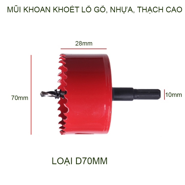Mũi khoan khoét lỗ gỗ, nhựa, thạch cao và kim loại mềm, đường kính D65-140mm