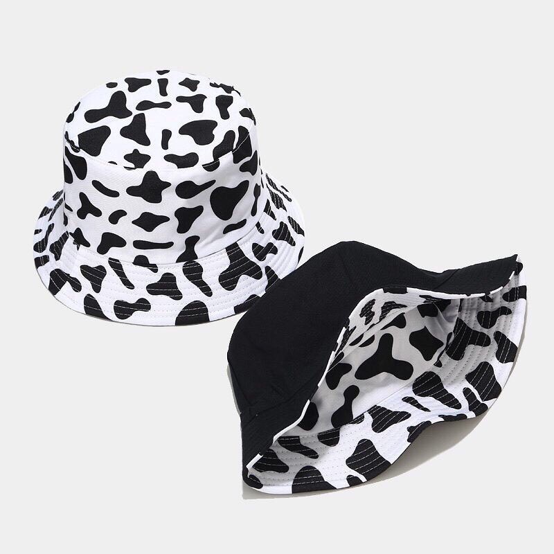 Mũ bucket Bò Sữa ❤️ Mũ vành tròn hoạ tiết trắng đen phong cách Ulzzang form unisex nam nữ [2 mặt]