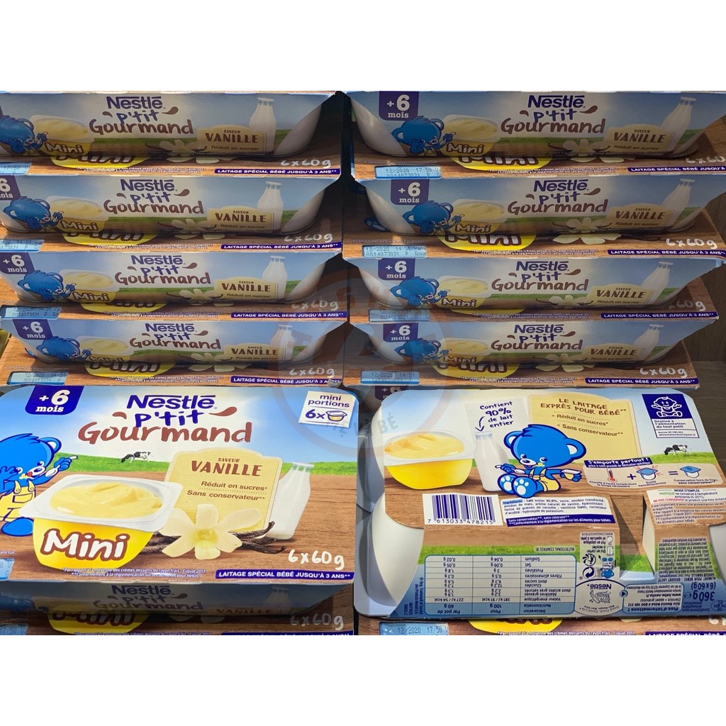 Váng Sữa Nestle Pháp Vị Vani  Thơm Ngon Bổ Dưỡng Cho Bé Từ 6 Tháng Vỉ 6 Hộp x 60Gram