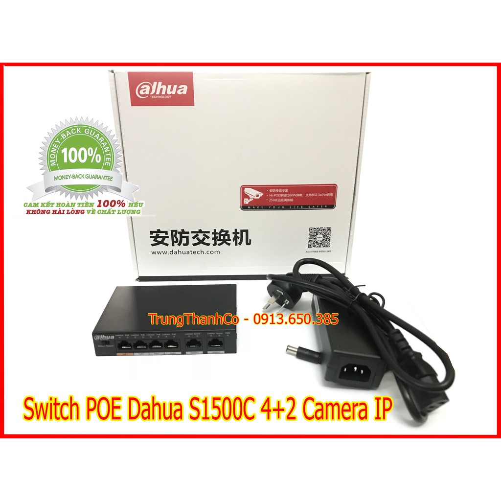 Switch POE Dahua S1500C 4+2 Camera IP